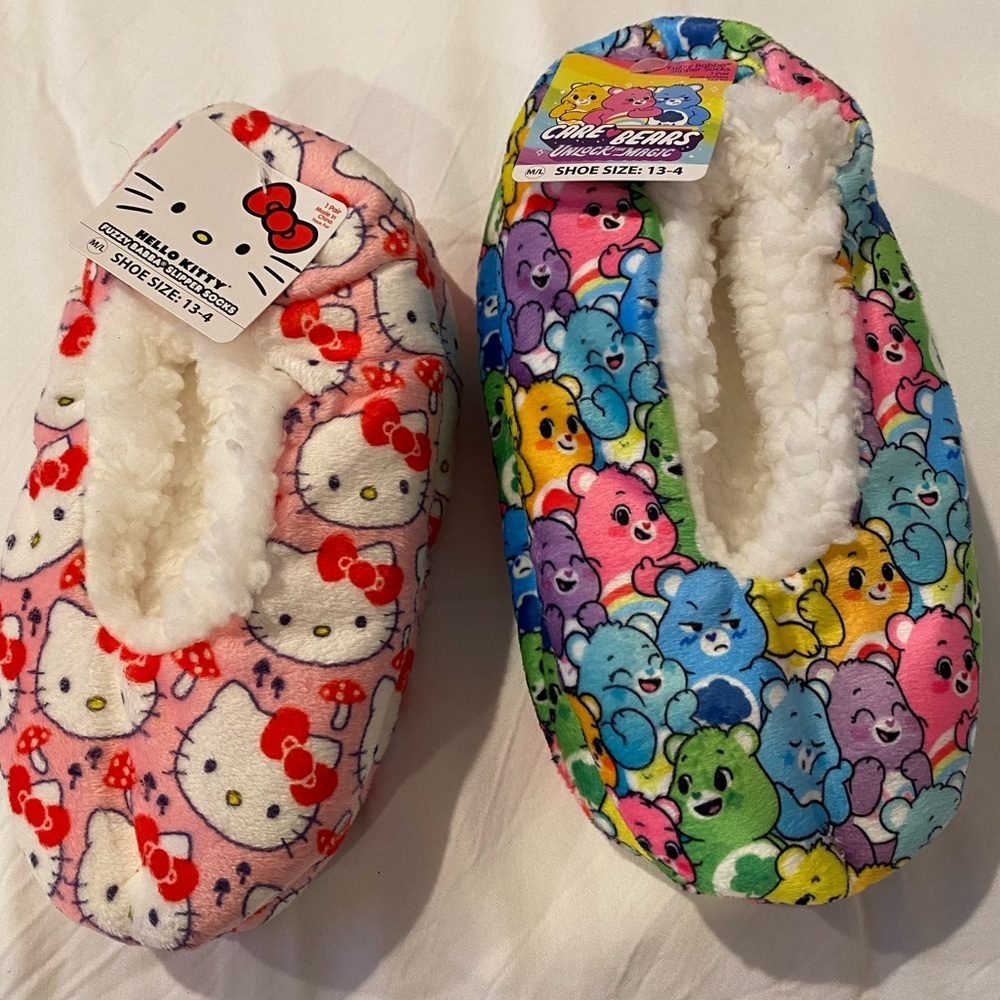 Slipper Socks Care Bears & Hello Kitty set (2 pair)